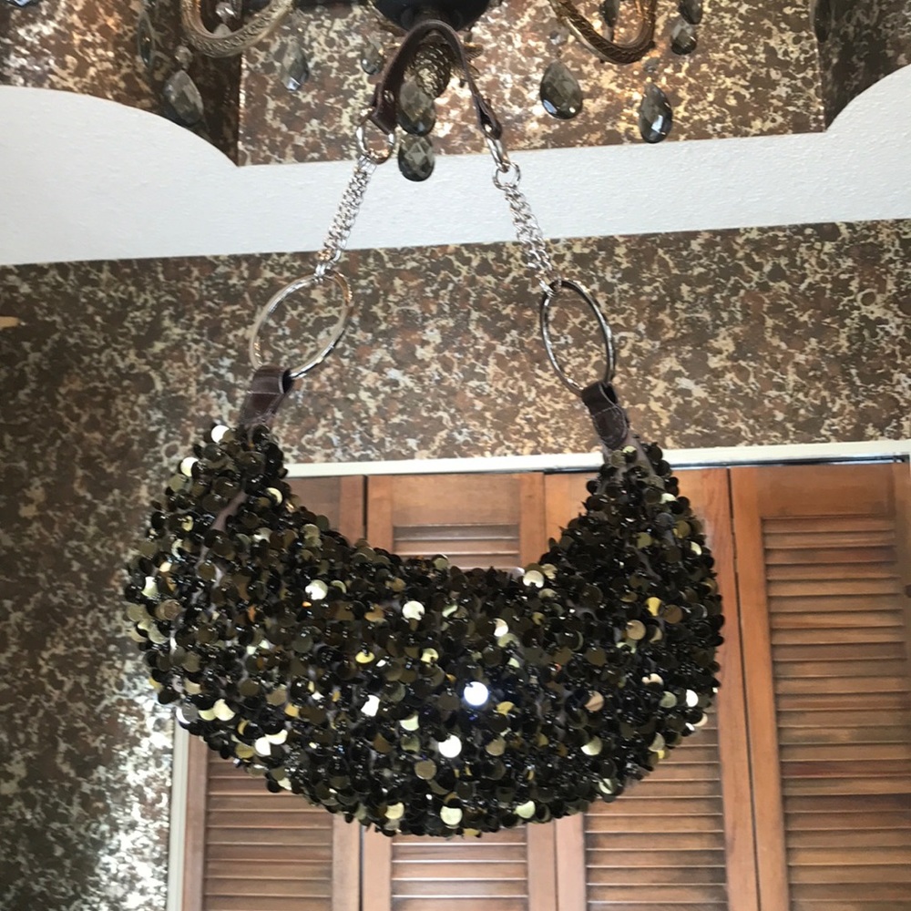 NWOT Copper beads and sequin purse